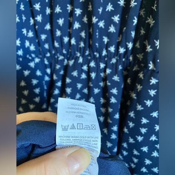 J. Crew Mercantile Navy White Dragonfly Print Side Pocket Midi Dress - Picture 6 of 13